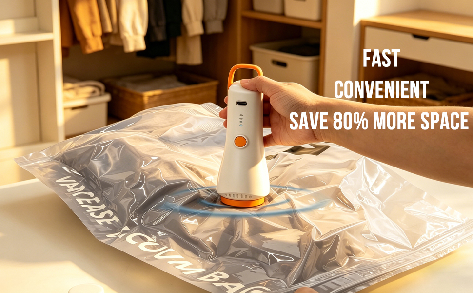Travel vacuum storage bag with pump