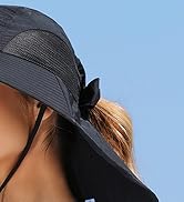Women Beach Hat Wide Brim Ponytail Hole Neck Flap