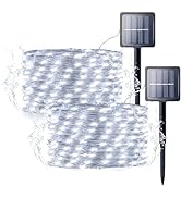 Hopolon Solar String Lights Outdoor Waterproof, 2 Pack Each 33ft 100 LED Fairy Lights Solar Power...