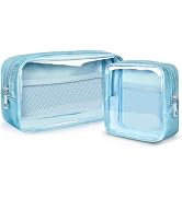 WLLWOO 2pcs Clear Makeup Bag for Purse Mini Cosmetic Pouch PVC Transparent Travel Toiletry Organi...