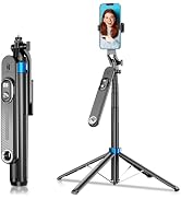71" Phone Tripod & Selfie Stick Tripod Stand with Remote, 1/4" Screw Thread Adapter, Aluminum All...