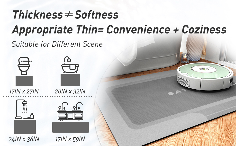thin bathroom rugs fit under door
