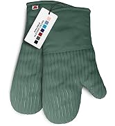 Heat-Resistant Oven Mitts - Set of 2 Silicone Kitchen Oven Mitt Gloves, Green