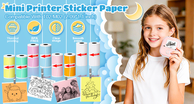 mini printer sticker paper mini thermal printer sticker paper thermal sticker paper