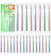 Fresings 60 Pack Premium Disposable Toothbrush with Tongue Scraper – Individually Wrapped Bulk Tr...