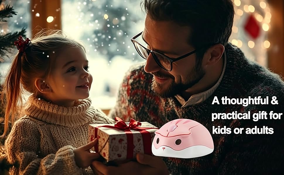 Wireless Mouse Cute Hamster Shape Silent Click Portable Men Women Adults School Office Work Gift