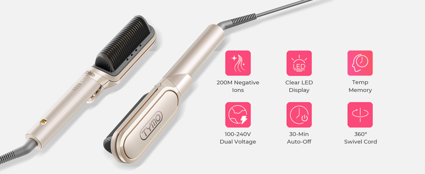 TYMO Flat Iron Hair Straightener Brush