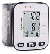 LotFancy Wrist Blood Pressure Monitor for Home Use, Blood Pressure Machine Adjustable Wrist Cuff ...