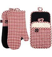 Oven Mitts and PotHolders Sets, 4 Pcs Kitchen Oven Glove High Heat Resistant 400°F Pot Holders fo...