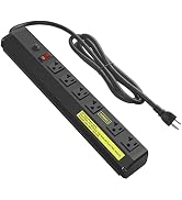 JUNNUJ Heavy Duty Metal Power Strip 20 Amp, High Amp Surge Protector 6 Outlet, 20A Power Strips W...