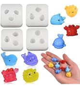 4Pcs Cute Tiny Pufferfish Dolphin Whale Crab Resin Silicone Mold Micro Dollhouse Marine Animals E...
