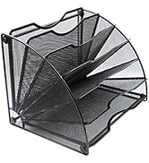 EasyPAG Fan-Shaped Mesh Desktop File Organizer, 6-Slot Vertical Paper Tray – Space Saving Metal M...