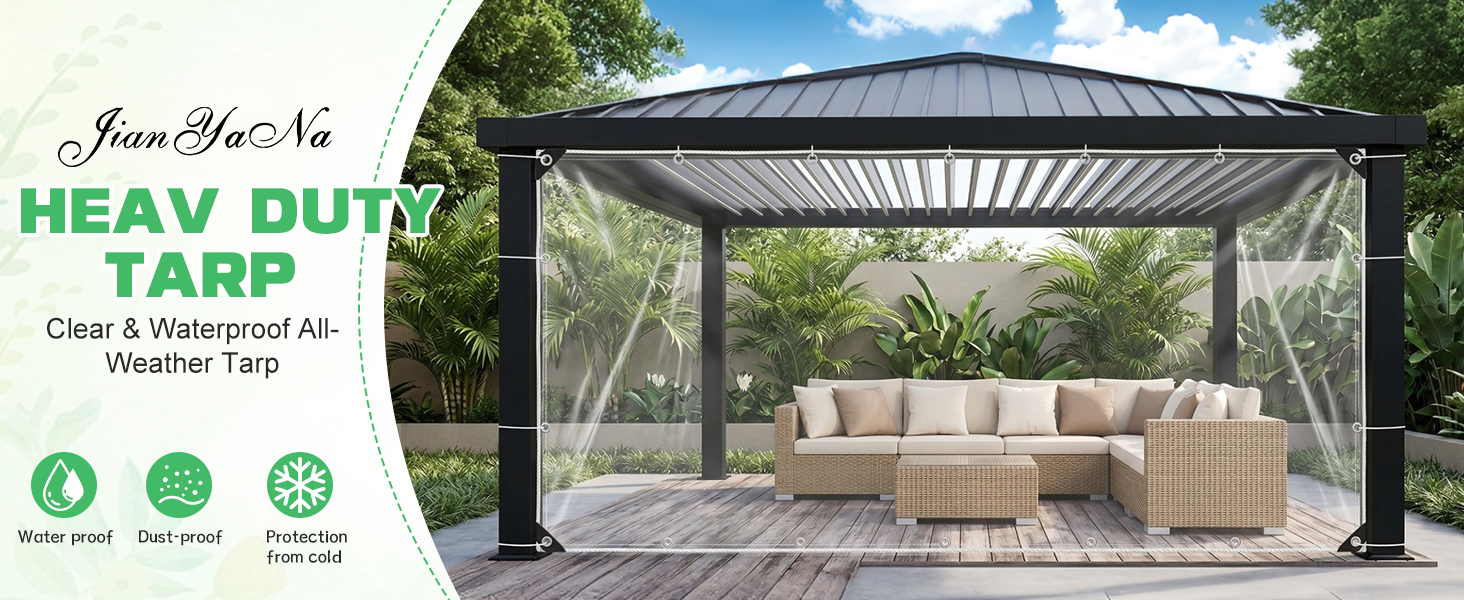 JIANYANA Clear PVC Tarp | See-Through Outdoor Protection That Doesn’t Block Your View