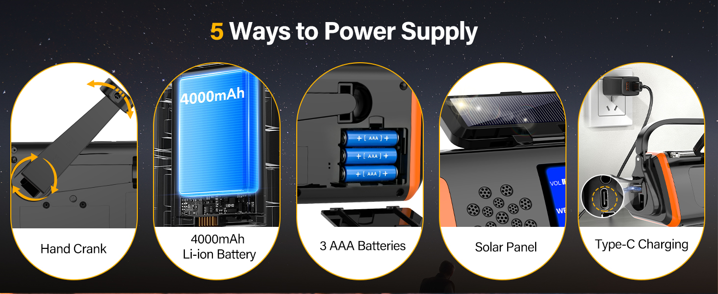 Hand Crank radio solar panel phone charging