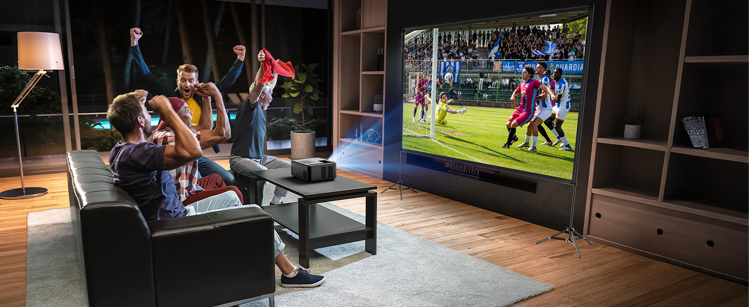 Projector Screen with Stand 120 Inch, 16:9 4K HD Portable Projector Screen Indoor Outdoor
