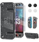 RHOTALL Glitter Protective Case Cover Shell for Nintendo Switch 2(2025),Clear Sparkle Full Dockab...
