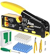 Brileine Lan Network Cable Tester RJ45 Crimp Tool Pass Through Ethernet Crimper Cat5 Cat5e CAT6 C...