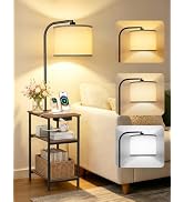 OUTONLIFE Floor Lamp with Side Table & Charging Station, End Table with 3 Color Temperatures & 12...