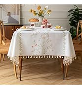 AIRCOWRIE Cotton Linen Tablecloth for Rectangle Tables, Heavy Duty Wrinkle Free Water Resistant W...