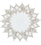 Raedan White Linen Doily 15 inches Round Neutral Earth Tones Beige Lace Coffee Table Topper Dress...