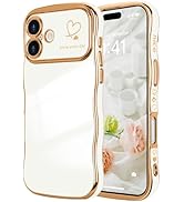LCHULLE for iPhone 17 Case for Women Girls, Cute Wave Frame Curly Shape with Love Heart Pattern R...