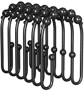 AmazerBath Shower Curtain Hooks, Black Rust Proof Non-Slip Double Hooks for Shower Curtain, Sturd...