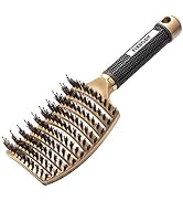FIXBODY Boar Bristle Hair Brush - Curved & Vented & Oversize Design Detangling Hair Brush for Wom...