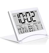 Betus Digital Travel Alarm Clock - Foldable Calendar Temperature Timer LCD Clock with Snooze Mode...
