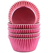 Eoonfirst Foil Cupcake Liners Valentine's Day Standard Baking Cups 100 Pcs (Pink)