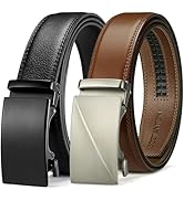BOSTANTEN Ratchet Leather Belt For Men 2 Pack Dress and Casual with Adjustable Buckle, Trim to Fit