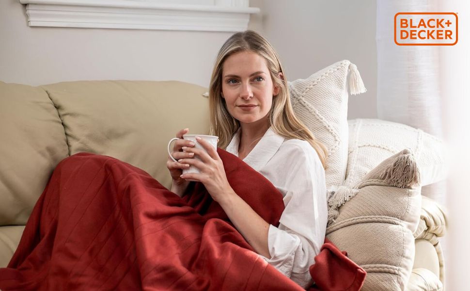 black+decker heated fleece throw blanket