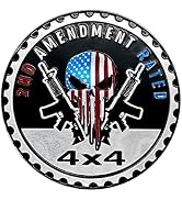 Gowxs 2ND Amendment Badge Rated Car Emblem, 4x4 Metal Automotive Badge, 3D Metal Car Badges, Roun...