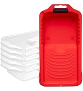 Mister Rui Paint Tray Set, 4 Inch Paint Tray and Liners-6 Pack, Sturdy Plastic Paint Tray with 5 ...