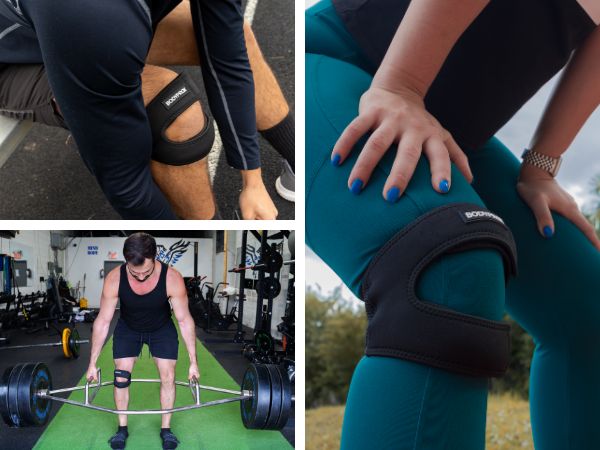 Collage images of athletes using Bodyprox Dual Knee Brace