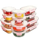 YARYOUNG 12 Pack Glass Food Storage Containers Set, Glass Meal Prep Containers with Lids, Airtigh...