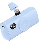 Handy Blue Power Bank Battery Charger for Lightning,5000mah Small Plug-in External Battery Pack P...