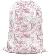 DSHFG Light Pink Drawstring Birthday Gift Bags, Safari Toile Chinoiserie Animals Baby Shower Draw...