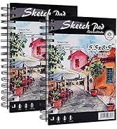 CONDA 5.5" x 8.5" Sketch Book Set Spiral Bound, Pack of 2, 100 Sheets per Book (68 lb/100 GSM) Dr...