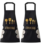 DILLMAN Women Kitchen Apron with Hand Wipe Pockets,Big Pocket,Hand-wiping, Waterproof for Cooking...