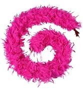 FeelfunFeather 80g Hot Pink Feather Boas 2 Yards Turkey Chandelle Feathers Boa for DIY Craft Wedd...