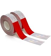 DOT-C2 Reflective Tape 2 Inch x 200 Feet Reflective Safety Tape Waterproof Red and White Adhesive...