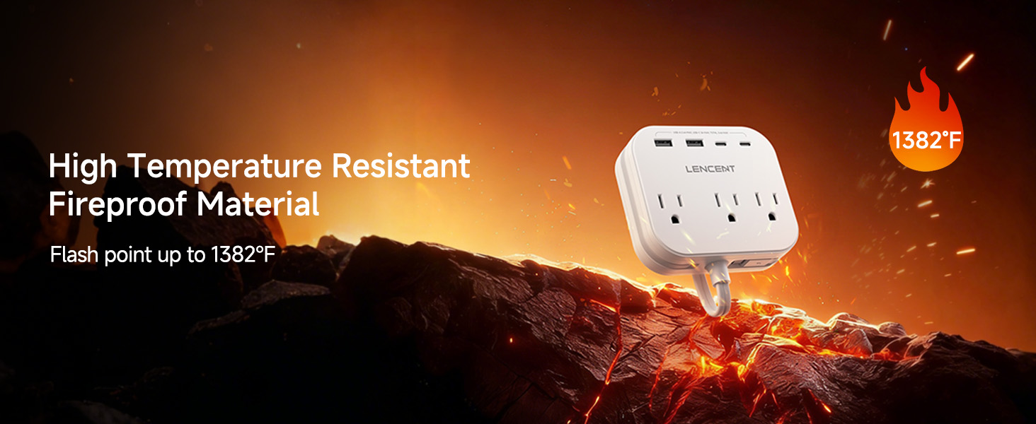 Fire Resistant PC Shell Power Strip