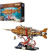 PANTASY Steampunk Nautilus Submarine Building Set, Modular 3-Section Design with Gear-Linked Prop...
