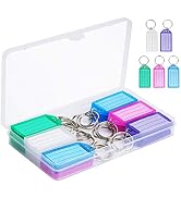 Cuttte 20 Pack Plastic Key Tags with Container, Key Labels with Ring and Label Window, 5 Colors