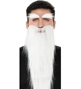 KICNIC Santa Beard White Fake Mustaches Self Adhesive Eyebrows Novelty Hairy Dwarf Costume Facial...