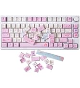 GK GAMAKAY Pink Cherry Blossom Theme Keycaps Set, 133 Keys, Cherry Profile | PBT Thermal Sublimat...