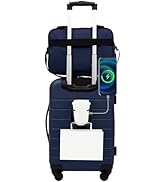 Wrangler Smart Luggage Set with Cup Holder and USB Port, Navy Blue, 2 Piece
