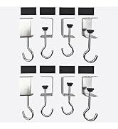 8 Pack Desk Hanging Bag Holder Clamp-On Metal Backpack Hanger with Adhesive Pads Industrial Style...