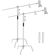 EMART 10ft Heavy Duty C Stand with Boom Arm 100% Stainless Steel-2 Pack | Adjustable Photography ...