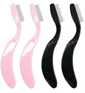 4PCS Folding Eyelash Comb, Eyebrow Comb Metal Teeth, Eyelash Separator Comb, Eyelash Brush and Co...